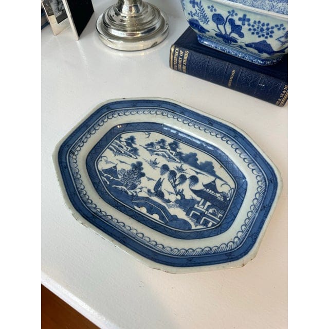 Antique Chinese Blue and White Octagonal Porcelain Platter | IdleHour