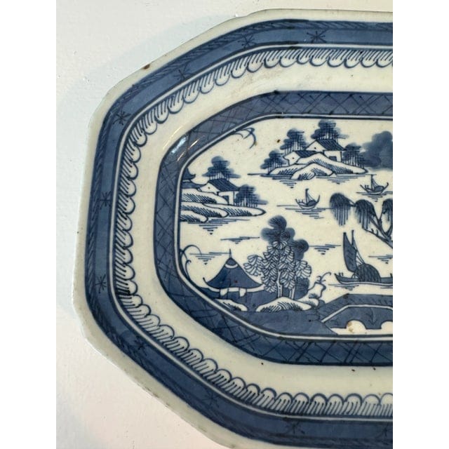 Antique Chinese Blue and White Octagonal Porcelain Platter | IdleHour