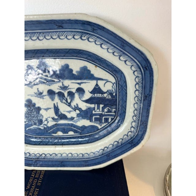 Antique Chinese Blue and White Octagonal Porcelain Platter | IdleHour