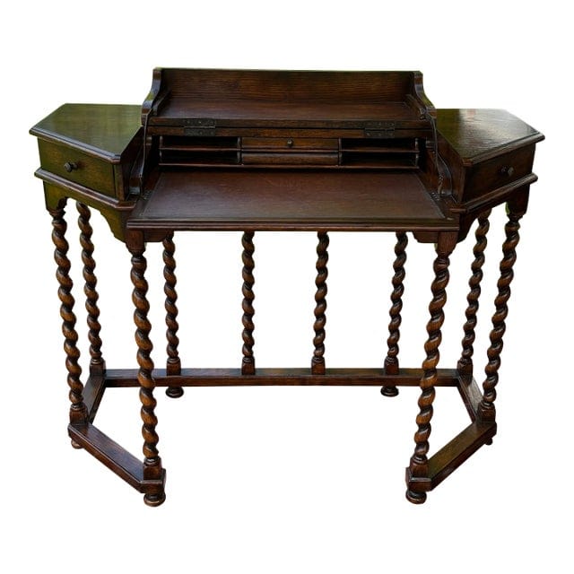 Antique English Charles II Style Barley Twist Writing Desk | IdleHour