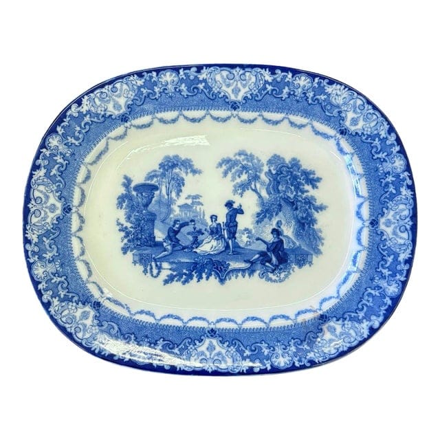 Antique Royal Watteau Doulton Blue and White Platter - "Serenade" | IdleHour