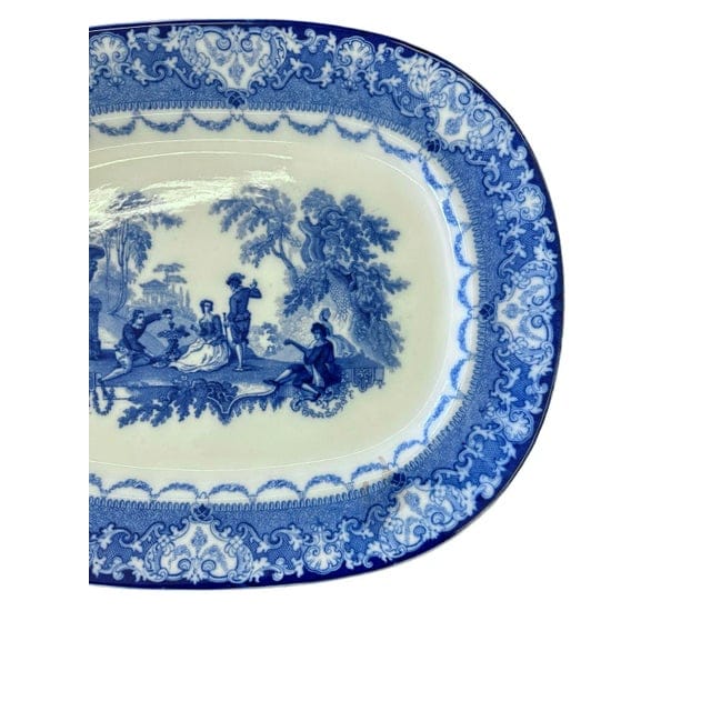 Antique Royal Watteau Doulton Blue and White Platter - "Serenade" | IdleHour