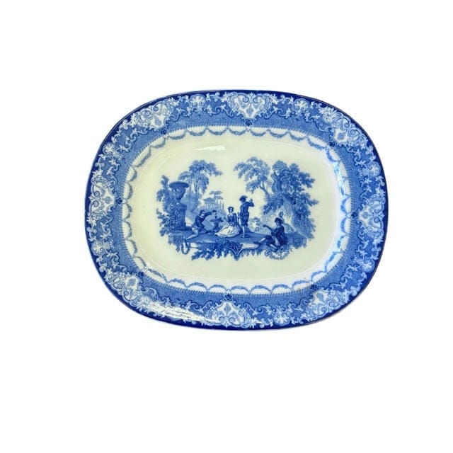 Antique Royal Watteau Doulton Blue and White Platter - "Serenade" | IdleHour