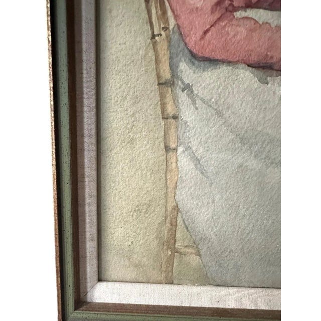 Antique Watercolor Painting, Portrait of Sitting Woman by Annie S. Johnson, Framed | IdleHour