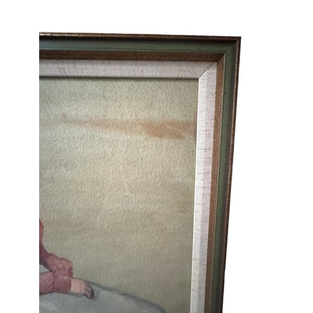 Antique Watercolor Painting, Portrait of Sitting Woman by Annie S. Johnson, Framed | IdleHour