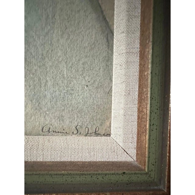 Antique Watercolor Painting, Portrait of Sitting Woman by Annie S. Johnson, Framed | IdleHour