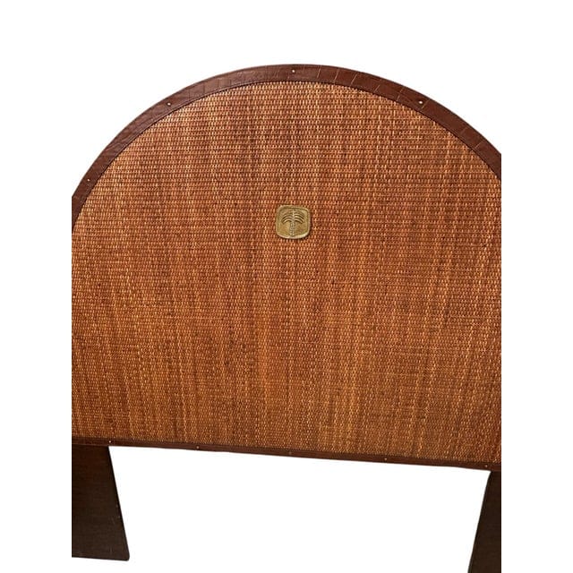 Bauer International Queen Steamer Rattan Mahogany and Brass Headboard | IdleHour