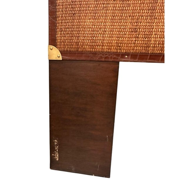 Bauer International Queen Steamer Rattan Mahogany and Brass Headboard | IdleHour