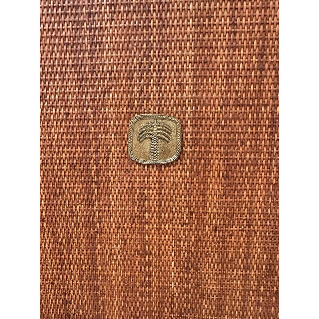 Bauer International Queen Steamer Rattan Mahogany and Brass Headboard | IdleHour