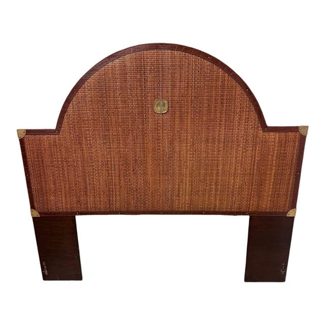 Bauer International Queen Steamer Rattan Mahogany and Brass Headboard | IdleHour