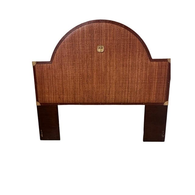 Bauer International Queen Steamer Rattan Mahogany and Brass Headboard | IdleHour