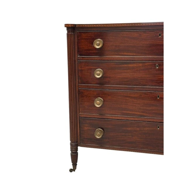 Early 19th Century Federal Mahogany Four Drawer Cookie Corner Chest With Marquetry C. 1820 | IdleHour