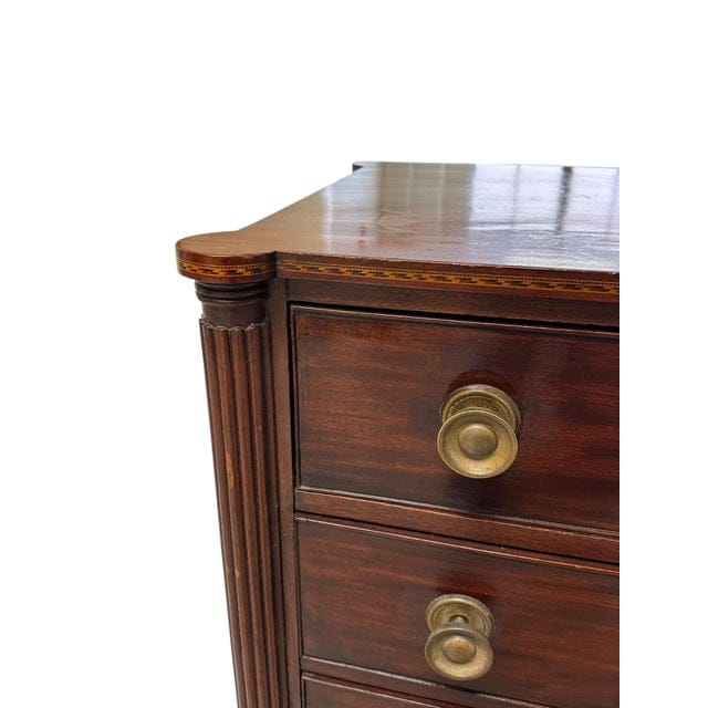 Early 19th Century Federal Mahogany Four Drawer Cookie Corner Chest With Marquetry C. 1820 | IdleHour