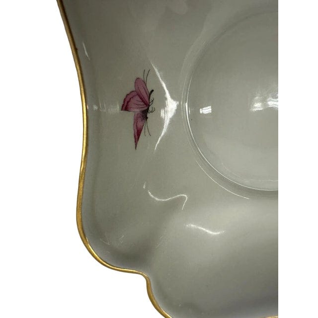 Early 20th Century Limoges Scalloped Butterfly Bowl With 22k Gold Gilded Edge | IdleHour