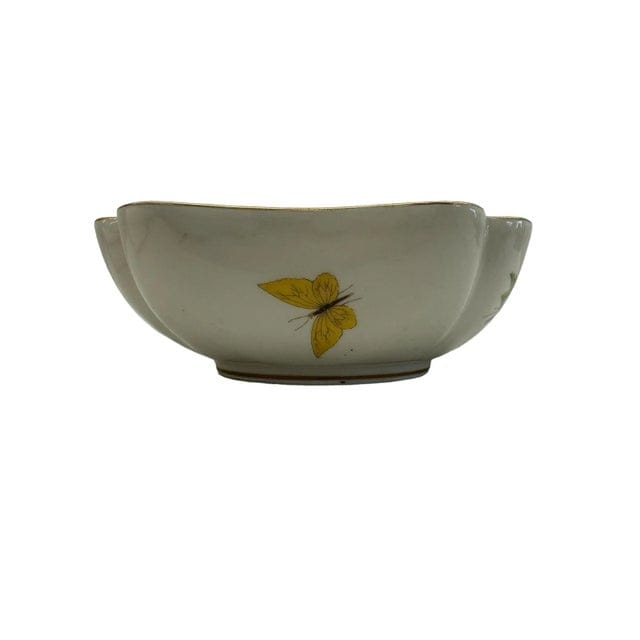 Early 20th Century Limoges Scalloped Butterfly Bowl With 22k Gold Gilded Edge | IdleHour