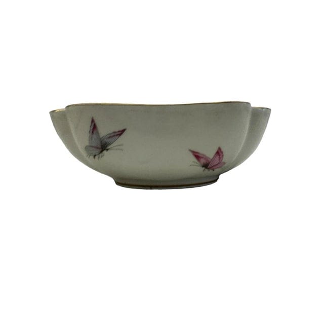 Early 20th Century Limoges Scalloped Butterfly Bowl With 22k Gold Gilded Edge | IdleHour