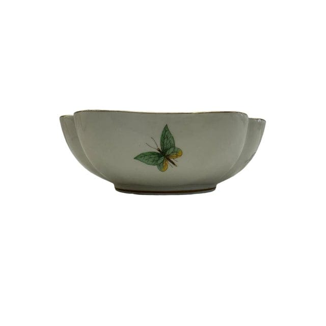 Early 20th Century Limoges Scalloped Butterfly Bowl With 22k Gold Gilded Edge | IdleHour