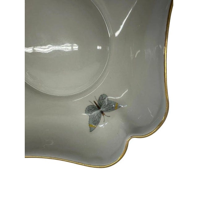 Early 20th Century Limoges Scalloped Butterfly Bowl With 22k Gold Gilded Edge | IdleHour