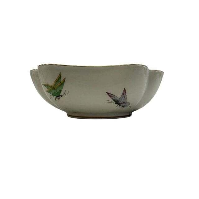 Early 20th Century Limoges Scalloped Butterfly Bowl With 22k Gold Gilded Edge | IdleHour