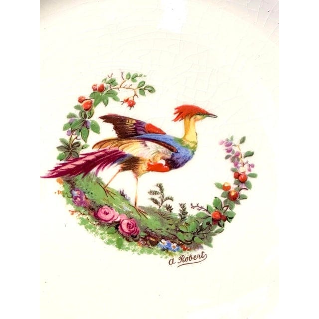 Early 20th Century Myott Staffordshire Green Chelsea Bird Dinner Plates- Set of 12 | IdleHour