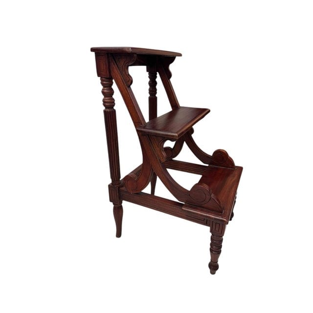 Early 20th Century Regency Style Mahogany Library Steps | IdleHour