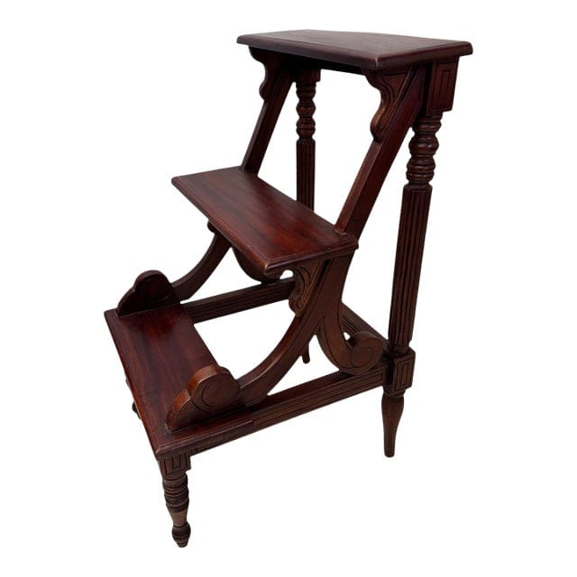 Early 20th Century Regency Style Mahogany Library Steps | IdleHour