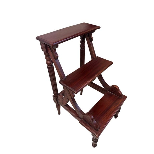 Early 20th Century Regency Style Mahogany Library Steps | IdleHour