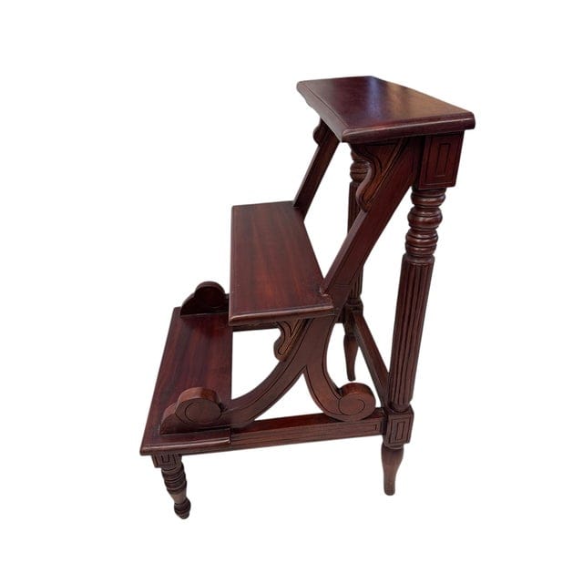 Early 20th Century Regency Style Mahogany Library Steps | IdleHour