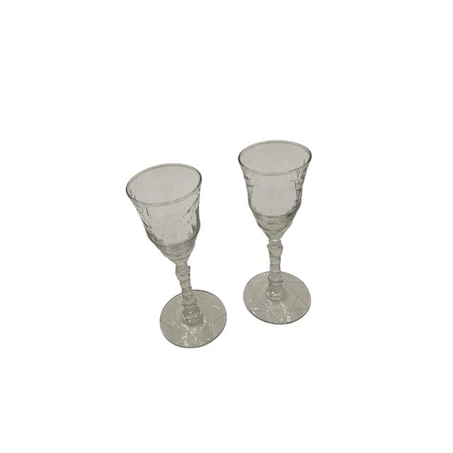 Early 20th Century Rock Sharpe Arctic Rose Cordial Glasses - Set of 2 | IdleHour