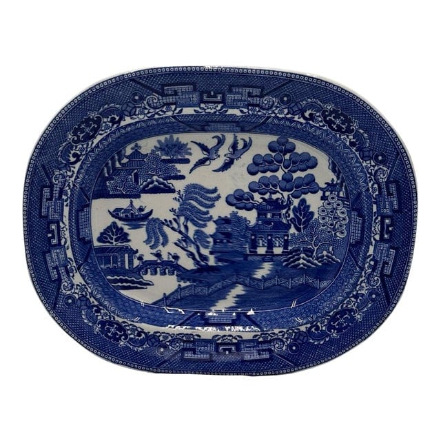 Early 20th Century Wedgwood & Co. Blue Willow Transferware Platter | IdleHour