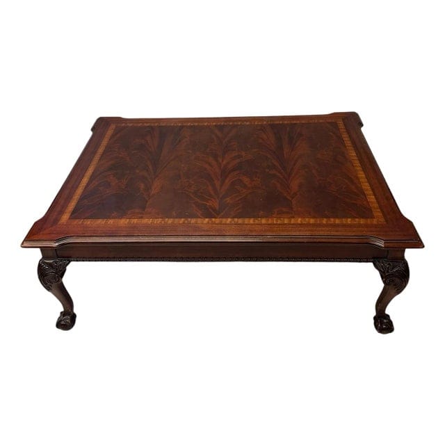 Flame Mahogany Ball & Claw Chippendale Style Cocktail Table Attributed to Thomasville | IdleHour