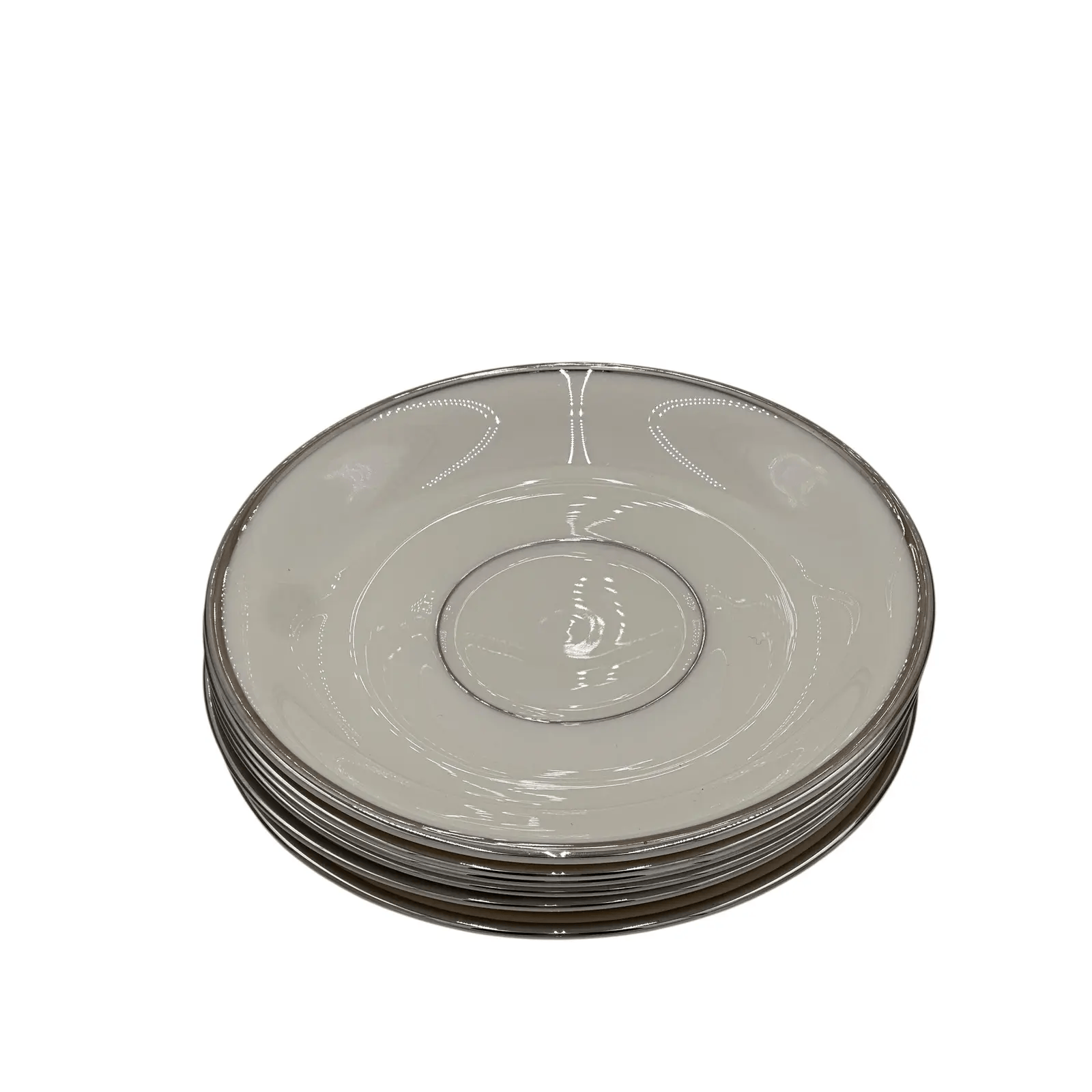 Late 20th Century Lenox Montclair China Set — Ivory With Platinum Rim — Complete Set for 8 — 33 Pieces | IdleHour