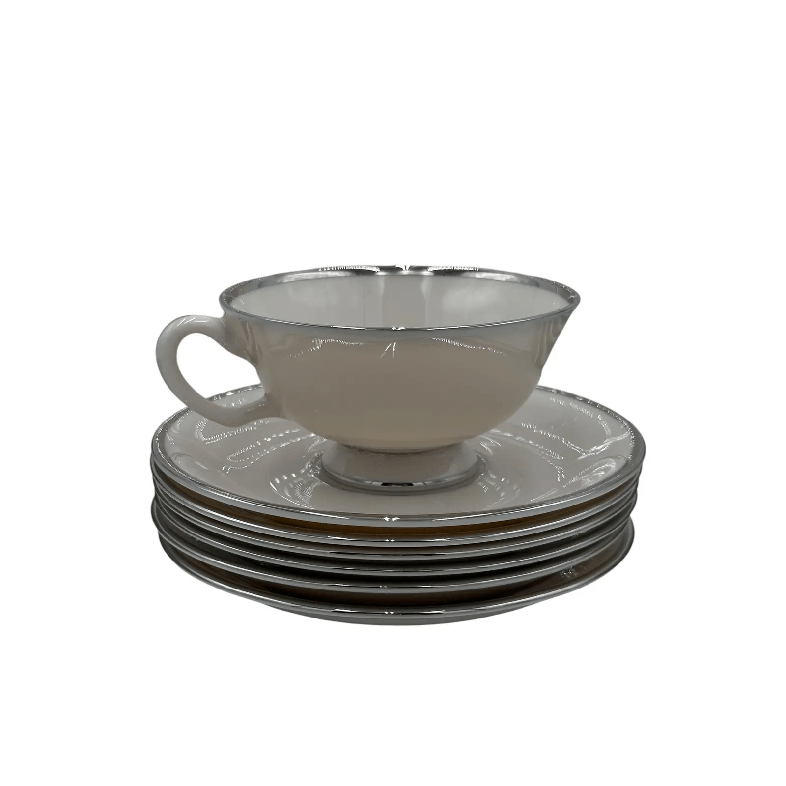 Late 20th Century Lenox Montclair China Set — Ivory With Platinum Rim — Complete Set for 8 — 33 Pieces | IdleHour