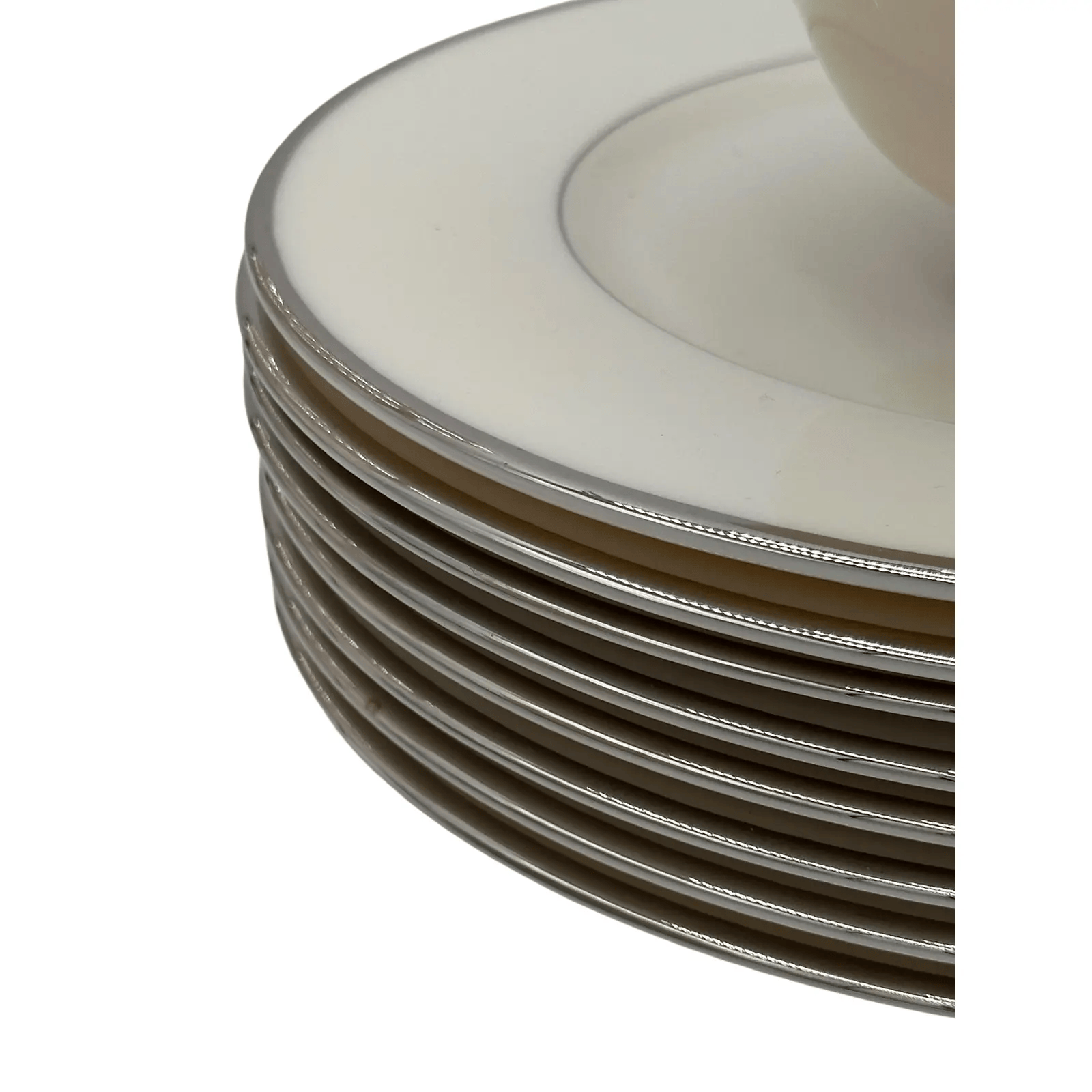 Late 20th Century Lenox Montclair China Set — Ivory With Platinum Rim — Complete Set for 8 — 33 Pieces | IdleHour