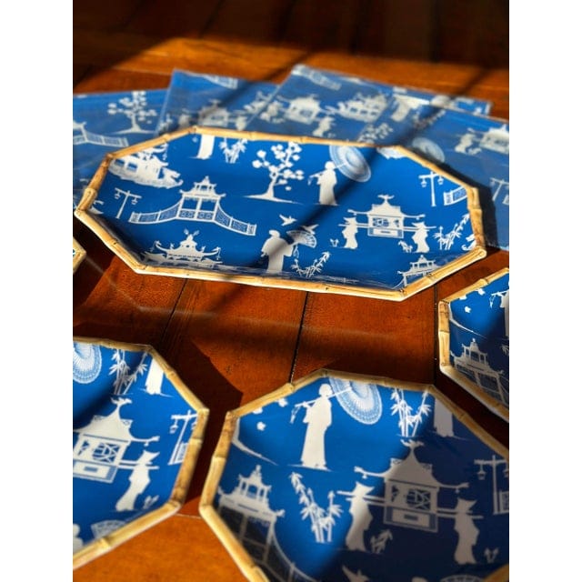 Kim Seybert Cobalt and White Chinoiserie Melamine Luncheon Set - 9 Pieces | IdleHour