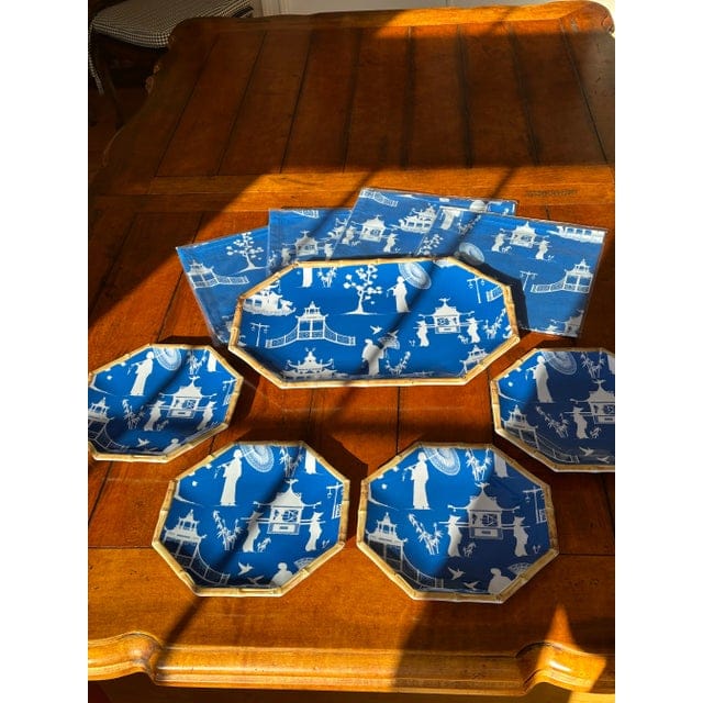 Kim Seybert Cobalt and White Chinoiserie Melamine Luncheon Set - 9 Pieces | IdleHour