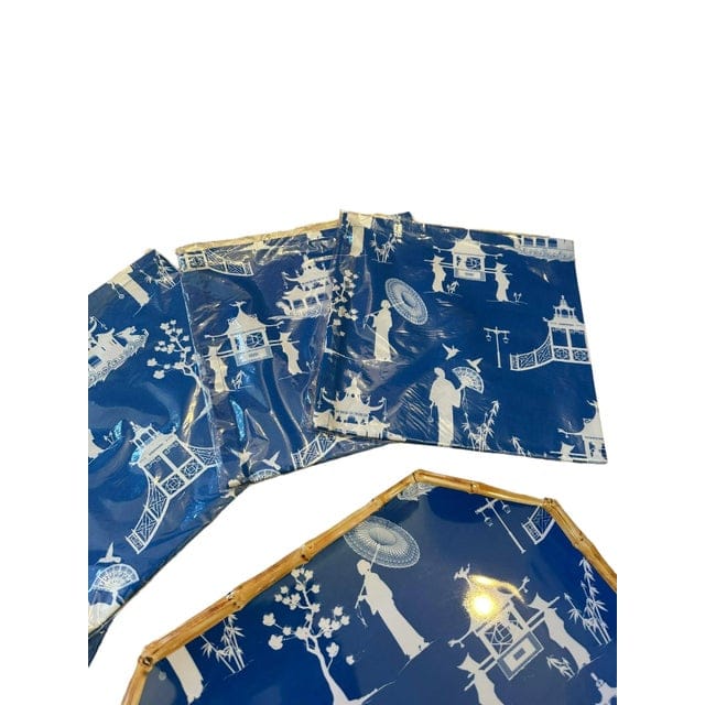 Kim Seybert Cobalt and White Chinoiserie Melamine Luncheon Set - 9 Pieces | IdleHour