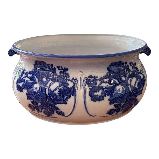 Large 1940s Blakeney Ironstone Staffordshire English Blue and White Footbath | IdleHour
