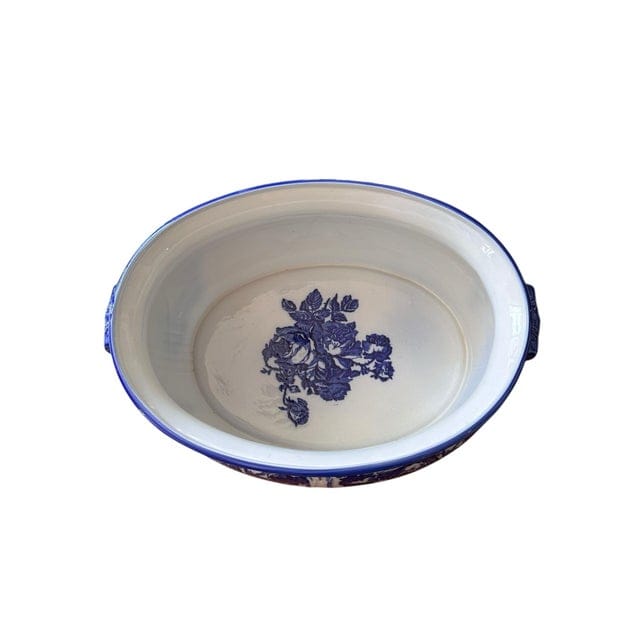 Large 1940s Blakeney Ironstone Staffordshire English Blue and White Footbath | IdleHour