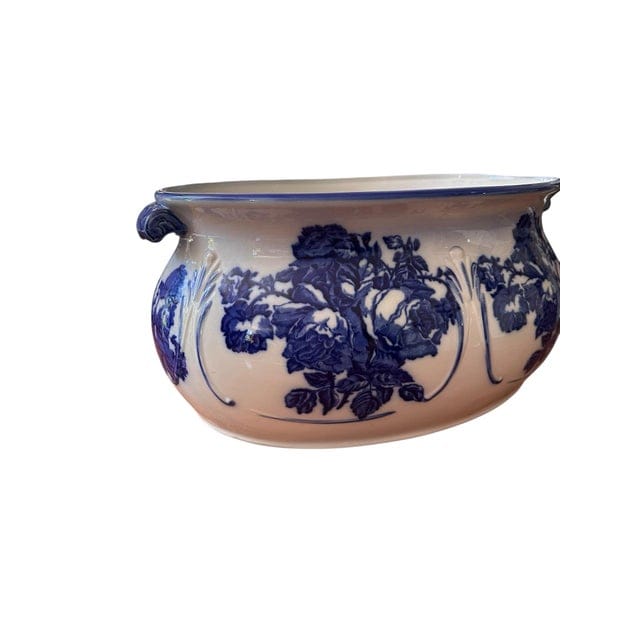 Large 1940s Blakeney Ironstone Staffordshire English Blue and White Footbath | IdleHour