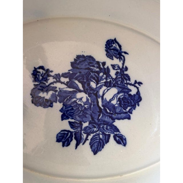 Large 1940s Blakeney Ironstone Staffordshire English Blue and White Footbath | IdleHour