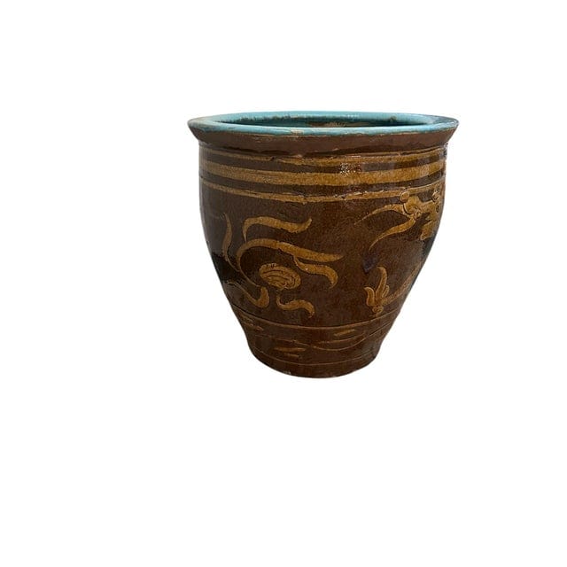 Large Antique Chinese Black Egg Ceramic Jardiniere | IdleHour
