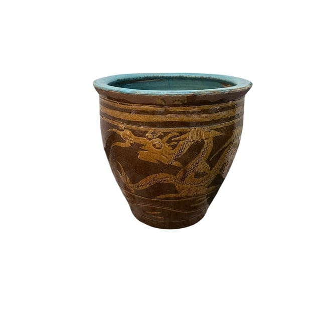 Large Antique Chinese Black Egg Ceramic Jardiniere | IdleHour