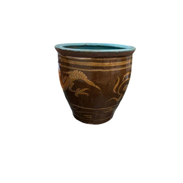 Large Antique Chinese Black Egg Ceramic Jardiniere | IdleHour