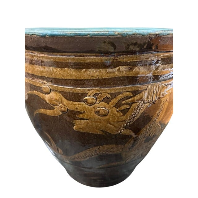 Large Antique Chinese Black Egg Ceramic Jardiniere | IdleHour