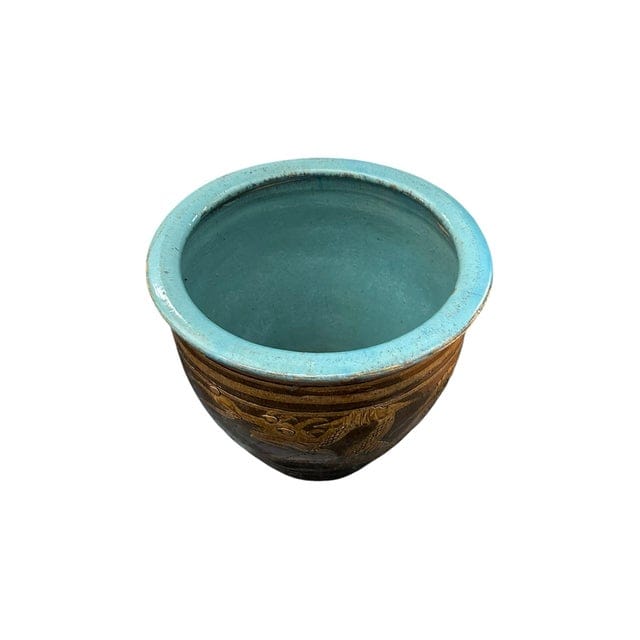 Large Antique Chinese Black Egg Ceramic Jardiniere | IdleHour