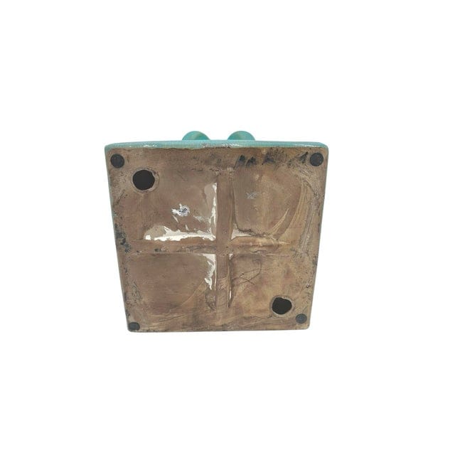 Large Fleur De-Lis Crackle Glaze Turquoise Sculpture | IdleHour