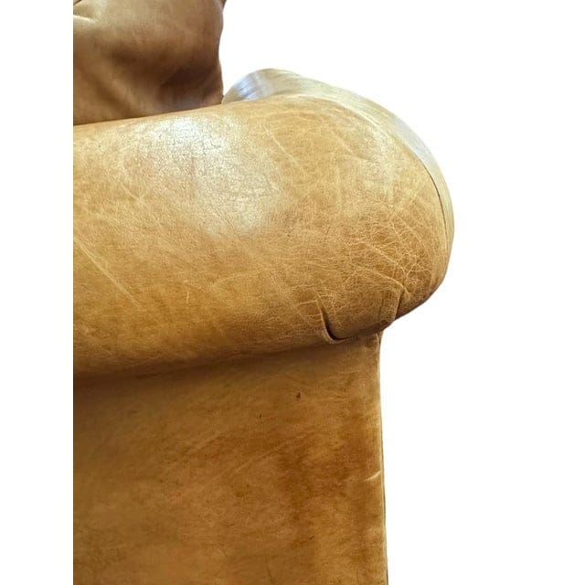 Large Vintage Ralph Lauren Home Distressed Leather & Suede Roll-Arm Sofa | IdleHour