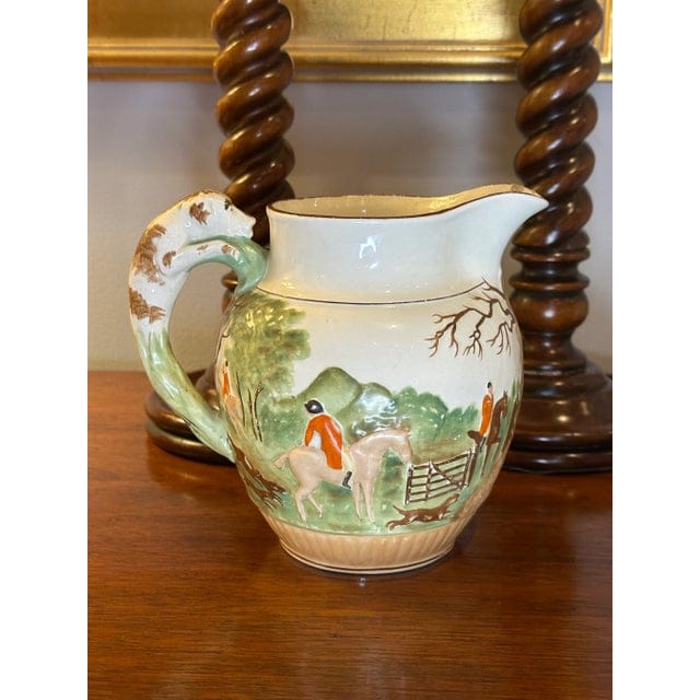 Large Vintage Wedgwood Etruria Pitcher Circa 1930s - English Hunt Scene With Hound Handle | IdleHour