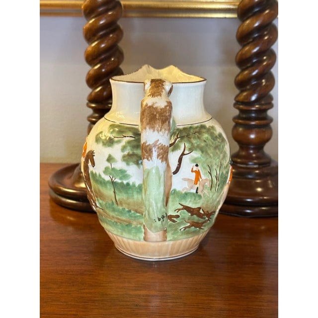 Large Vintage Wedgwood Etruria Pitcher Circa 1930s - English Hunt Scene With Hound Handle | IdleHour